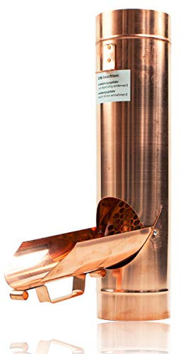 Kupfer Regenrohrklappe 76 mm mit Edelstahl Sieb für Fallrohr - Fallrohrklappe als Regensammler für Regentonnen, einfache Montage dank konischer Form & passgenauem Übergang