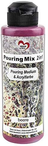 Ideen mit Herz Pouring Mix 2in1 | Pouring Medium & Acrylfarbe | 180 ml | kein weiteres Mischen mit Fluid, Medium oder Silikonöl erforderlich (beere)