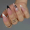 VEBONNY VEBONNY FN-SA022 Lot de 24 faux ongles en acrylique mat avec motif floral Blanc et noir