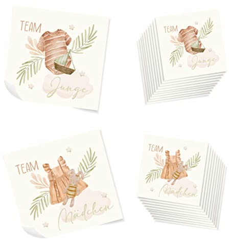 Logbuch-Verlag Babyparty Sticker Gender Reveal Party 20 Aufkleber Team Mädchen Junge für Baby Party Gäste Geschlecht verkünden