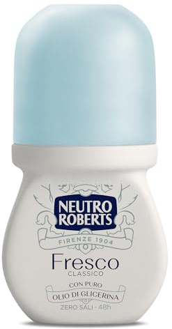 Neutro Roberts, Klassischer frischer Roll-On, kein Aluminiumsalz, keine Flecken, mit reinem Glycerinöl, Deodorant für Damen und Herren, 100 % recycelter Kunststoff, 50 ml, 48h