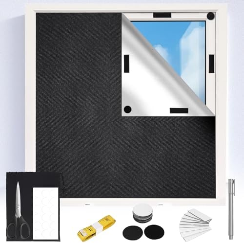 POFIBO Tela Opaca 300x145CM Cortina Ventana Sin Taladrar Estor Opaco Termicas Portátiles Interior Cortinas Blackout Ventana Protección Solar Estores Enrollables Opacos para Ventanas y Velux