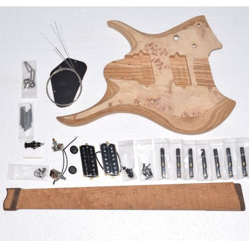 Kit de guitare électrique sans tête 7 cordes avec corps en bois de frêne et manche en érable, touche, 24 frettes, frettes en acier inoxydable