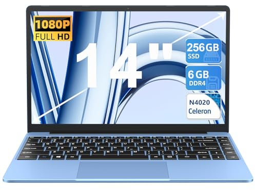 PC Portatile Win 11 Computer Portatile Notebook 14 Pollici 256GB SSD Expansion 1TB, Laptop 5G WiFi 5000mAh 1080FHD, Celeron N4020 fino a 2.8GHz BT4.2 USB3.0 Mouse Wireless Protezione Tastiera-Blu