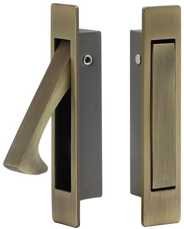 Stainless Steel 304 Pocket Door Pull Handle, Edge Pull, Flush Mount for Pocket Sliding Door (Antique Brass, 1)