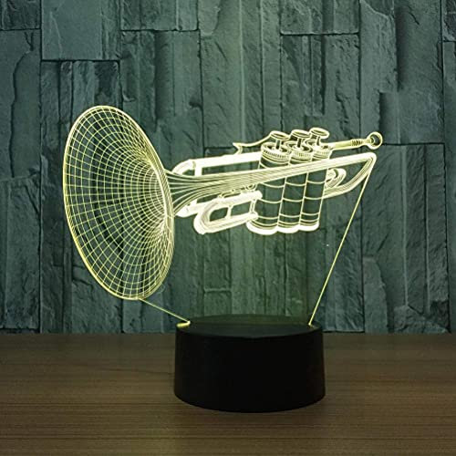 3D-Nachtlichtlampen, Trompete, Kreative Musikinstrumente, Heimdekoration, Licht mit Fernbedienung für, Ideale Nachtlampen