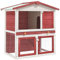 HOMIUSE Hasenstall Winterfest Kaninchenstall Draußen 94x60x98 cm Kleintierstall Rot und Weiß