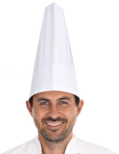 Franz Mensch 250 Stück Hygostar Kochmützen Le Chef | Papier, H: 25cm, weiß, Einheitsgröße, Karton, Kochmütze, Papiermütze, Kopfbedeckung