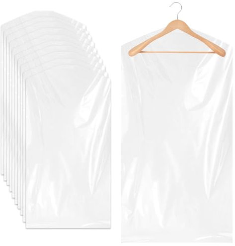 10 Stück kleidersack,Durchsichtige kleiderhülle,kleiderschutzhülle,Staubschutzhaube Kunststoff,kleidersäcke Faltbarer,Trockenreiniger Taschen,für Anzüge Kleider Sakkos Hemden(60x120cm)