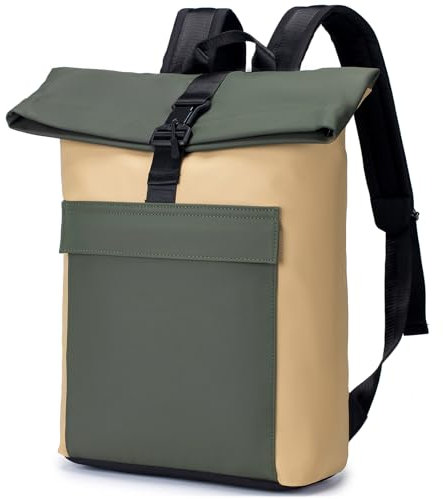 BAGROUPS Rolltop Backpack mit Laptopfach Uni für Damen und Herren EasyJet Flugzeug Handgepäck, 17,3 Zoll Laptoptasche Schule, Reisen und Business Rucksäcke
