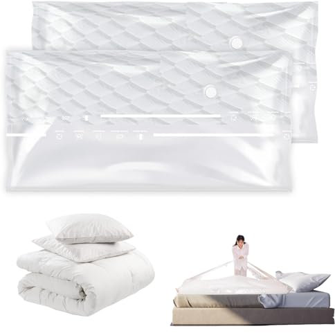 Sporgo 2 Stück Vakuumbeutel für Matratzen: 220x100cm Vakuum Matratzentasche, Wiederverwendbar Vakuumbeutel, Wasserdicht Vakuumbeutel für Bettdecken, für Matratzen, Kleidung, Kissen, Große Stoffe