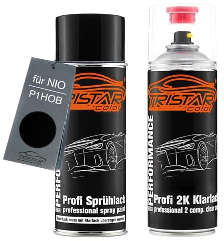 TRISTARcolor Car paint 2K spray can set for NIO P1HOB Onyx Black High Gloss Base coat 2K clear coat spray can
