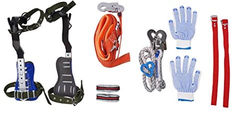 HANGKAI Baumklettern Ausrüstung Set Baumklettern Spike Set Verstellbares Kletterausrüstung mit Sicherheitsgurt Fallschutz Seil Rescue Belt für Bergsteigen Baumklettern Kletterer Obstpflücken