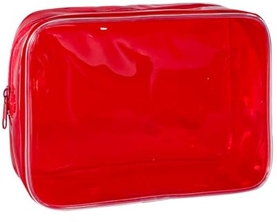 TotePrint Trousse de toilette en PVC transparent en 1 couleur vive, grande capacité, Rouge - 1 pièce, Moderne