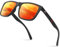 Glapeame Polarisiert-Sonnenbrille-Herren-Damen-Sunglasses-Men-Woman-Unisex Sonnenbrillen Geeignet für Outdoor-Aktivitäten，f-schwarz-rot