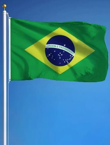 Bandera de Brasil 90 x 150 cm de poliéster - resistente, ligera e ideal para cualquier ocasión, ideal para decoración exterior e interior, fácil de fijar
