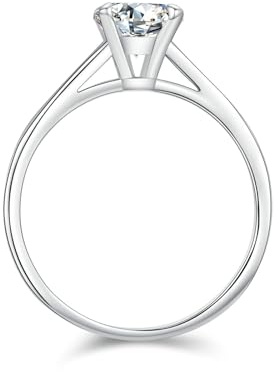 BCughia Damen Ringe Gold 375, Verlobungsring Weissgold Damen mit 1ct Rund Form Moissanit Verlobungsringe Frauen Gr 61