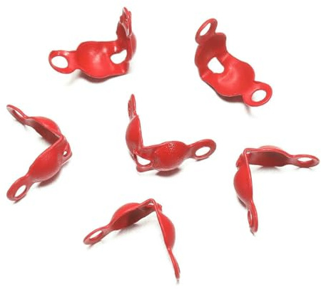 100 Stück bunte Kugelketten-Quetschverbinder, Perlenspitzen, Kalottenenden, Muschelknotenabdeckungen für die Schmuckherstellung, Armbänder und Halsketten – Rot