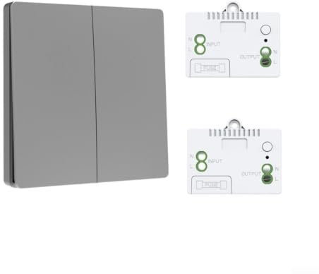 Hosrivae Batterieloser Funklichtschalter Mit Selbstgenerierung, RF-Wandschalter AC85-240V, 10A, 30-50 M Reichweite Für Beleuchtung Und Geräte Ohne Verkabelung(1V2)