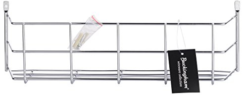 Buckingham 1 Tier Spice Herb Chrome Rack Wall or Cupboard Door Mount Premium Heavy-Gauge Storage for Herbs Jars and Packets 40.5 cm