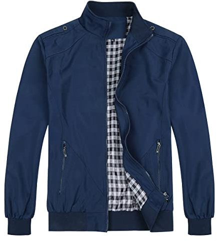 Allthemen Giubbotto da Uomo Leggero Giacca Militare Comodo Giacca Casual Primavera Autunno Aviatore Collo Alto Estate #7533 Blu XL