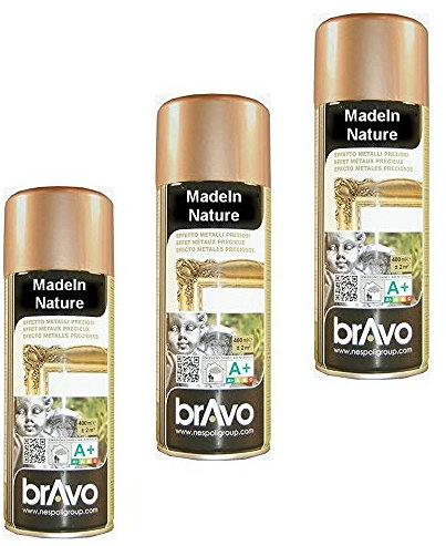 Lot de 3 Bombes de Peinture, Spray Peinture Effet déco, Intérieur et Extérieur, 400 ml, de MadeInNature (Effet or antique 180029 lot de 3)