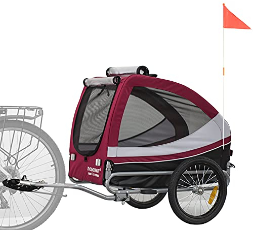 DOGGYHUT® TOBI Large Hundefahrradanhänger bis 35 kg Hundeanhänger Fahrradanhänger für Hunde mittelgroße und große Hunde 80502 (ROT)