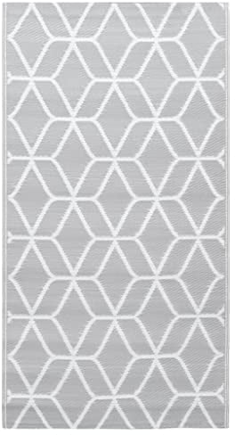 vidaXL Outdoor Teppich Zweischichtiger Jacquard Terrassenteppich Küchenteppich Außenteppich Indoor Terrasse Balkon Flur Küche Bad Grau 160x230cm PP
