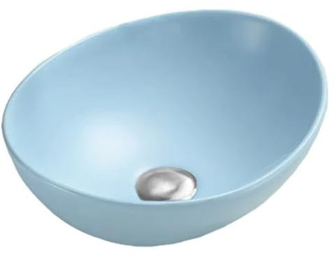 Mexen 21014049 Elza - Lavabo de baño de cerámica con cuenco individual, color azul mate