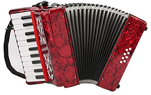 IRIN 22‑Key 8 Bass Accordion Piano Accordion Educational Musical Instrument with Retractable Strap for Beginners Students 12.4 x 11.6 x 5.7in | Educational Musical Instrument for Kids Aged 6-12, Non-Toxic Materials, Includes Cleaning Cloth and Gloves