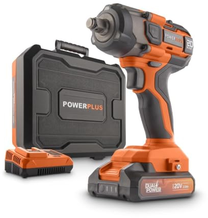 Varo y Kreator Powerplus Dual Power Akku-Schlagschrauber POWDP20160-1/2'' Akku-Schlagschrauber mit 20 V, 4350 U/min und 220 Nm, inkl. Akku und Ladegerät