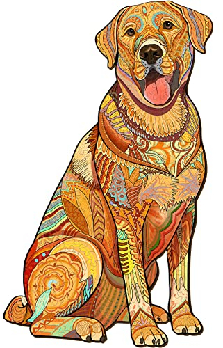 Blumuze Holzpuzzle Erwachsene, Labrador Holzpuzzle Einzigartige Tierform Puzzleteile, Holz-Puzzle, Puzzle aus Tierteilen, Puzzle Holz Erwachsene mit Geschenkbox aus Holz 194 Stück(M-33 * 19.9cm)