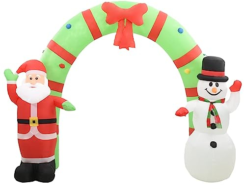 Bussandri Exclusive - Aufblasbarer Weihnachtsmann und Schneemann Deko Bogen LED 223cm