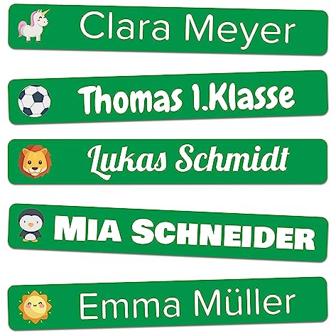 Namensaufkleber Kinder Schule für Schulsachen und Gegenstände (120 Stück) - Wasserfeste Namensschilder - Kita und Schule (Motor)