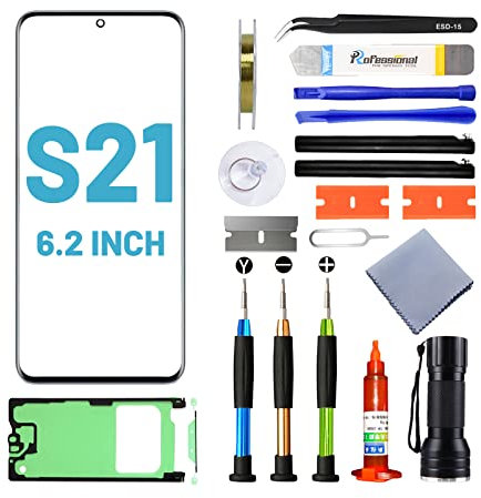Tpyag für Samsung Galaxy S21 Display,Frontglas Display für Samsung Galaxy S21 6,2 Zoll,Bildschirm Reparaturset mit wasserfestem Kleber (KEIN LCD & Touch-Digitizer)