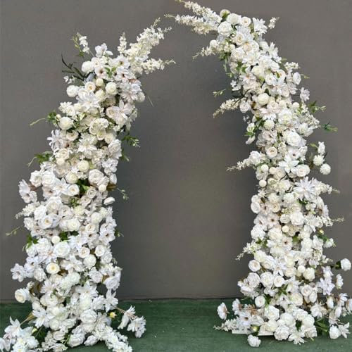 liliiy Support D'arche De Mariage en Demi-Lune, Cadre De Ballon De Incurvée De 4.9/5.9FT, Support De Toile De Fond De Photographie d'arc pour Décoration d'anniversaire Mariage,White