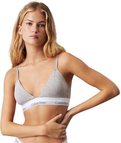 Calvin Klein Women’s Triangle Bralette with Removable Padding, Grey (Grey Heather), M