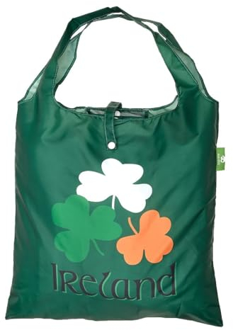 ECO CHIC Lightweight Foldable Reusable Shopping Bag Water Resistant Tote Bag (Tourist Collection Ireland)