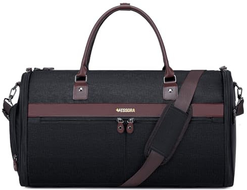 Vessgra Kleidersack Reisetasche, Wasserdichter Anzugtasche Reisetasche, 2 in 1 Kleidersack Tasche Kleidersack Reise, Garment Duffel Bag Handgepäck Anzug Herren Damen mit Schuhfach (Schwarz)