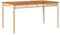 Myheimly Gartentisch, Esstisch für Garten Terrasse, Terrassentisch mit Holzplatte Stahlrahmen, Gartenmöbel Tisch Beige 140x80x75 cm Poly Rattan Akazienholz