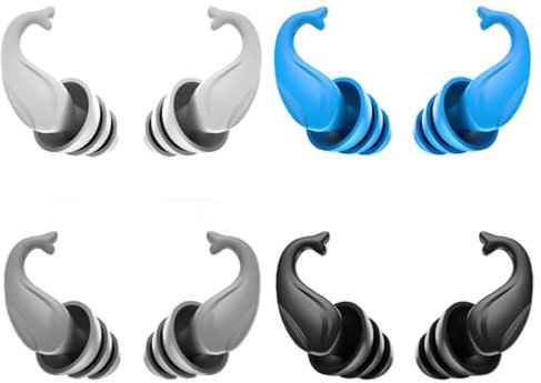 4 Paar Schwimm-Ohrstöpsel, wasserdichte, wiederverwendbare Silikon-Ohrstöpsel, schalldicht und geräuschreduzierend für Schwimmen, Wassersport und Schlafen (Erwachsene und Jugendliche ab 14 Jahren)