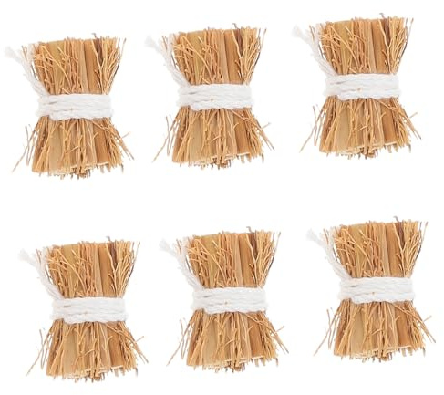 6 Kleiner Heuhaufen Dekorationen 2,5cm für Puppenhaus Selbstgemacht Zubehör | Künstliches Gras in Khaki, Realistische Deko für Modellbau Gras und Sandtisch, Weihnachten Party
