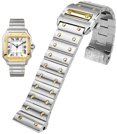 JZWCHQ Solid Edelstahl -Uhrenband für Cartier Santos 100 Serie Herren -Armband 23,0 mm Schmetterling Schnallen Sie Accessoires