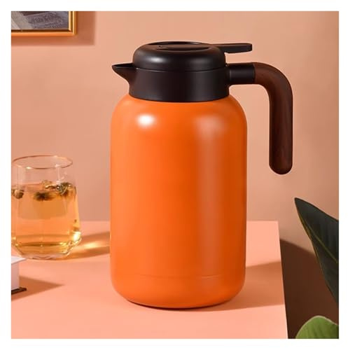 MEHWSAR Kaffeekaraffe, Airpot, 68 oz, isolierte Kaffeekanne, Wasserflasche, Edelstahl-Vakuum-Thermokanne for Kaffee, heißes Wasser, Tee, heiße Getränke(Orange)