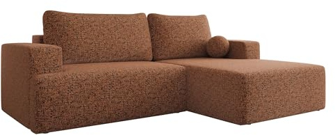 Mirjan24 Ecksofa Mivo mit Schlaffunktion & Bettkasten, L-Form Schlafsofa mit Langer Ottomane, geradem Armlehne, Wohnlandschaft für Wohnzimmer & Gästezimmer (Bella 40, Seite: Rechts)