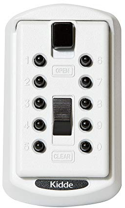 Kidde AccessPoint 001413 KeySafe Original Slimline Push Button Combination Permanent Key Lock Box, 2-Key, White