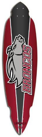 ztuntz skateboards Santa Clara University Pintail Longboard Deck, 9.5 x 37-Zoll/26.5 WB, rot/grau/schwarz