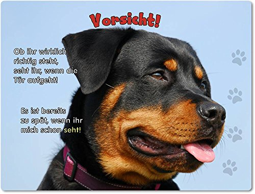 Merchandise for Fans Blechschild/Warnschild/Türschild - Aluminium - 15x20cm - mit Spruch - Motiv: Rottweiler - 03