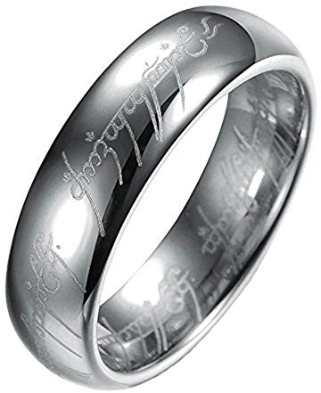 COPAUL Reiner Hartmetall Silber Herr der Ringe mit Bibel gravierten Männer Ring Hochzeit Band,Größe57