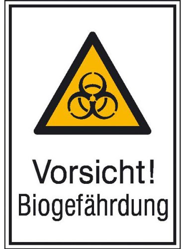Betriebsausstattung24® Warn-Kombischild „Vorsicht! Biogefährdung“ | Sicherheitsschild/Warnschild | Betriebssicherheit | Aluminium, 26,2 x 37,1 cm